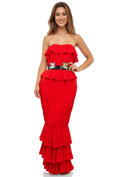 Comino Couture Elegantes Kleid in Meerjungfrauenoptik, rot S (Gr.36)