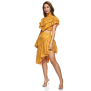 Comino Couture Bauchfreies Rüschenkleid, gelb gepunktet
