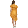 Comino Couture Bauchfreies Rüschenkleid, gelb gepunktet