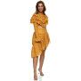 Comino Couture Bauchfreies Rüschenkleid, gelb gepunktet M (Gr.38)
