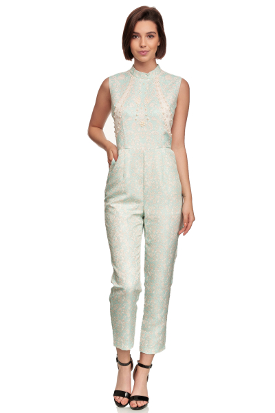 Comino Couture Eleganter Overall mit Perlenapplikationen,Weiß M (Gr.38)