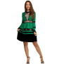Comino Couture gestreiftes Langarmkleid mit Spitze, grün