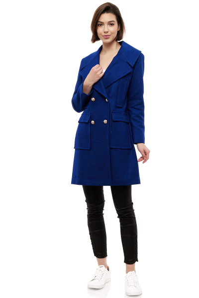 Comino Couture Eleganter Wollmantel, blau XL (Gr.42)
