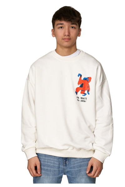 Koyumi SW-21599-35 Sweatshirt Motivdruck Gorilla Weiss