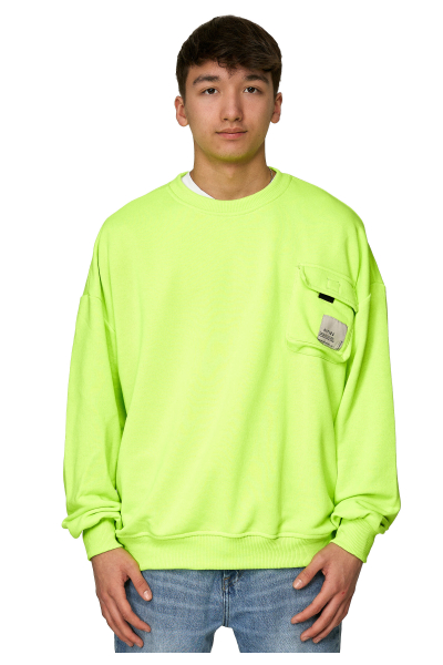 Koyumi 20-014-25 Sweatshirt mit aufgenähter Brusttasche Neon Grün