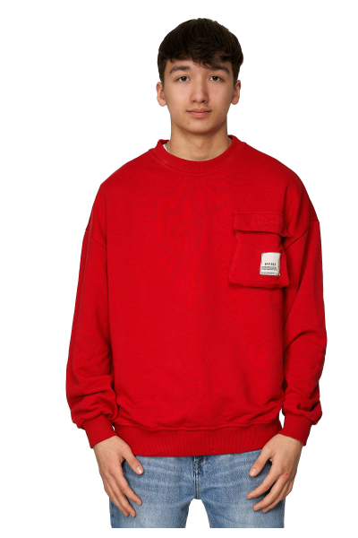 Koyumi 20-014-31 Sweatshirt mit aufgenähter Brusttasche Rot