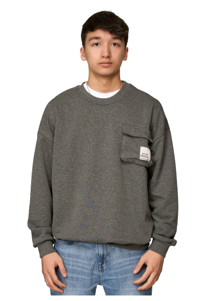 Koyumi 20-014-9 Sweatshirt mit aufgenähter Brusttasche Dunkelgrau