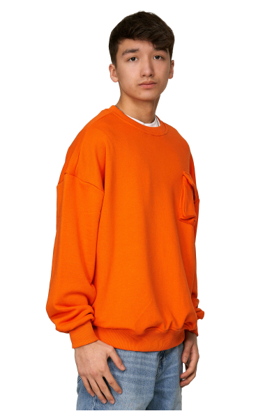 Koyumi 20-014-27 Sweatshirt mit aufgenähter Brusttasche Orange
