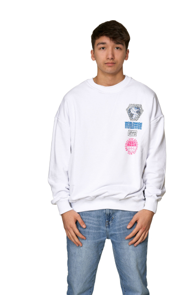 Koyumi 20-099-35S Sweatshirt mit Patch Weiss  S